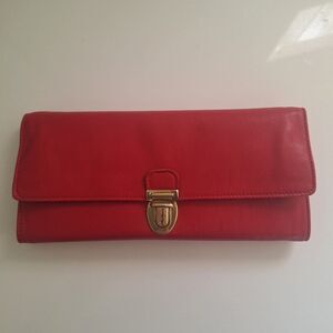 Red Leather Neiman Marcus Jewlery Clutch